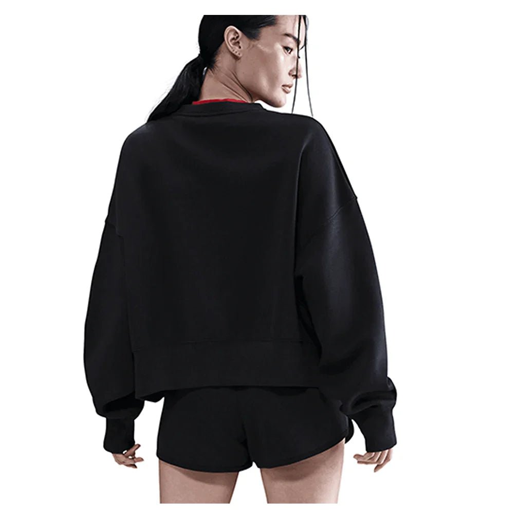 Women's Court Heritage Phoenix Fleece Oversized Long Sleeve Tennis Crew Black - Bell Racket Store