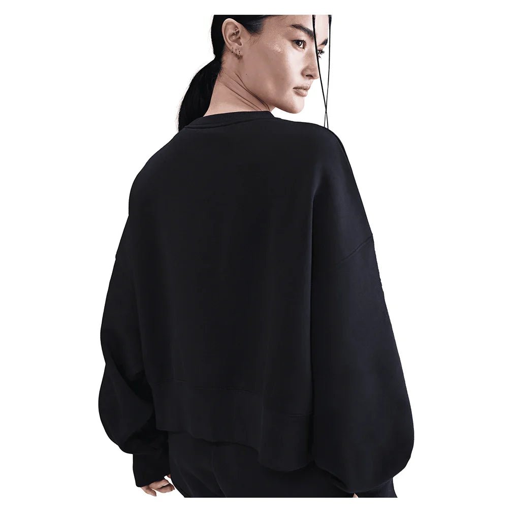 Women's Court Heritage Phoenix Fleece Oversized Long Sleeve Tennis Crew Black - Bell Racket Store