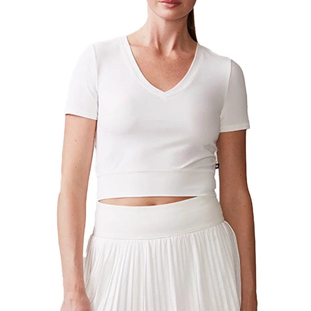 Women's Double - V Crop Tennis Top White - Bell Racket Store