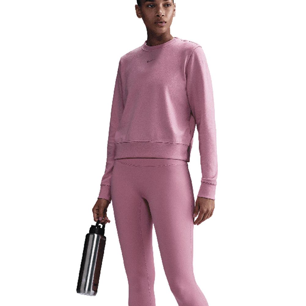 Women's Dri - FIT One Crew - Neck French Terry Sweatshirt Elemental Pink and Black - Bell Racket Store