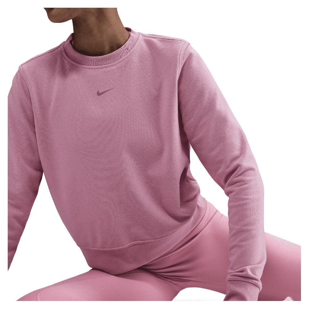 Women's Dri - FIT One Crew - Neck French Terry Sweatshirt Elemental Pink and Black - Bell Racket Store