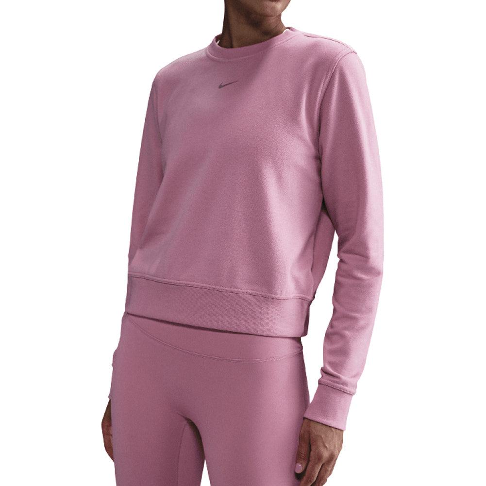 Women's Dri - FIT One Crew - Neck French Terry Sweatshirt Elemental Pink and Black - Bell Racket Store