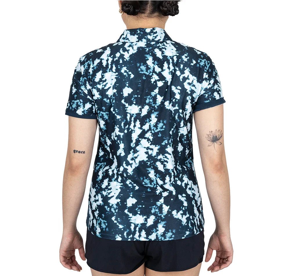 Women's Dri - FIT Victory Short Sleeve Print Tennis Polo Armory Navy and White - Bell Racket Store