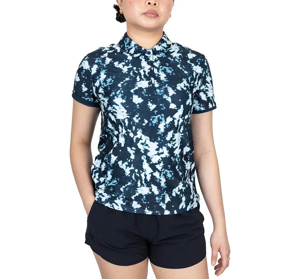 Women's Dri - FIT Victory Short Sleeve Print Tennis Polo Armory Navy and White - Bell Racket Store