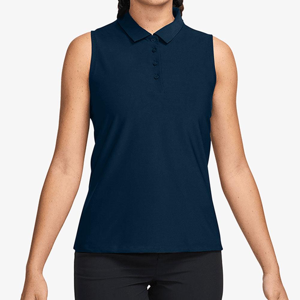 Women's Dri - Fit Victory Sleeveless Tennis Polo Armory Navy and White - Bell Racket Store