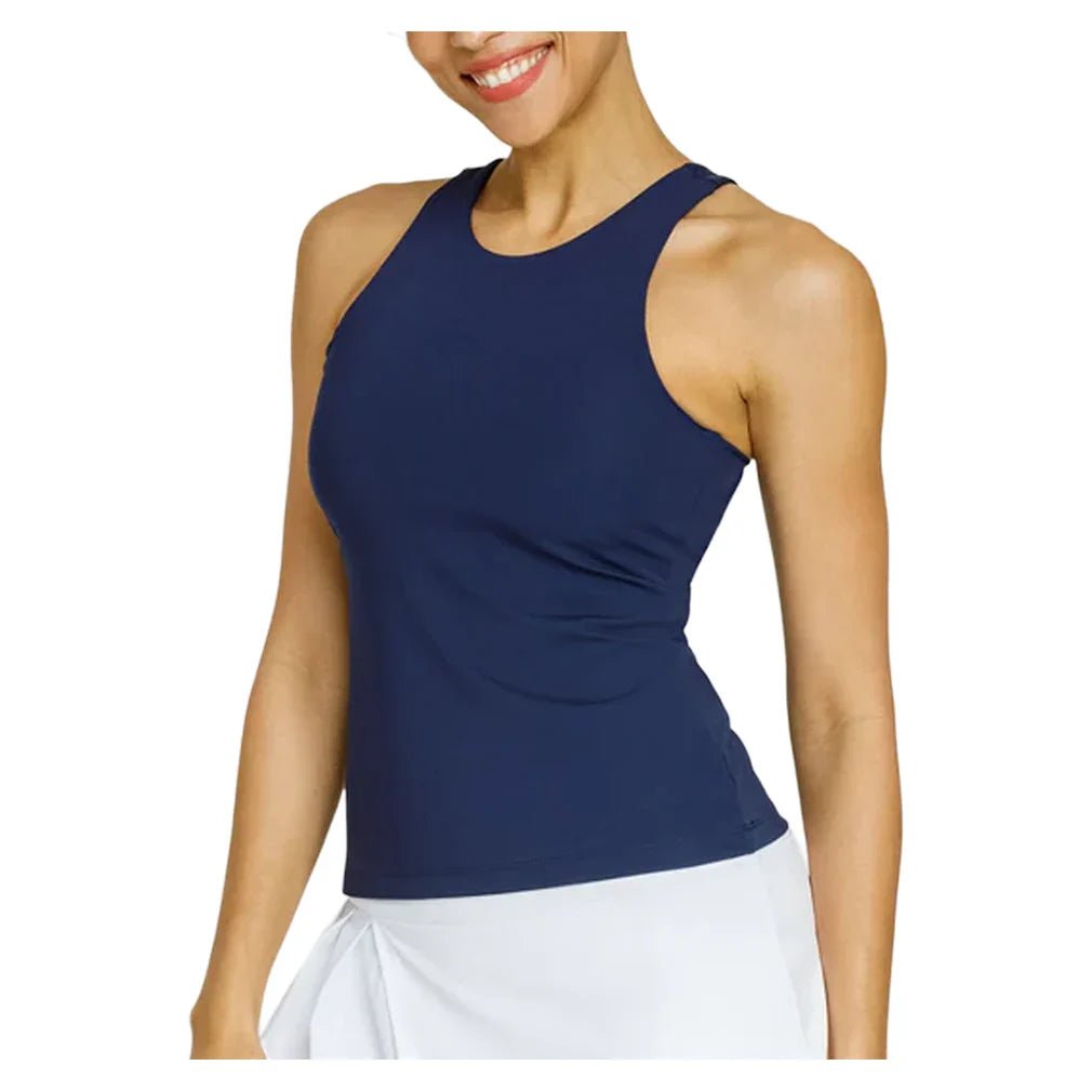Women's Foundation Hi - Neck Tennis Tank Navy Blue - Bell Racket Store