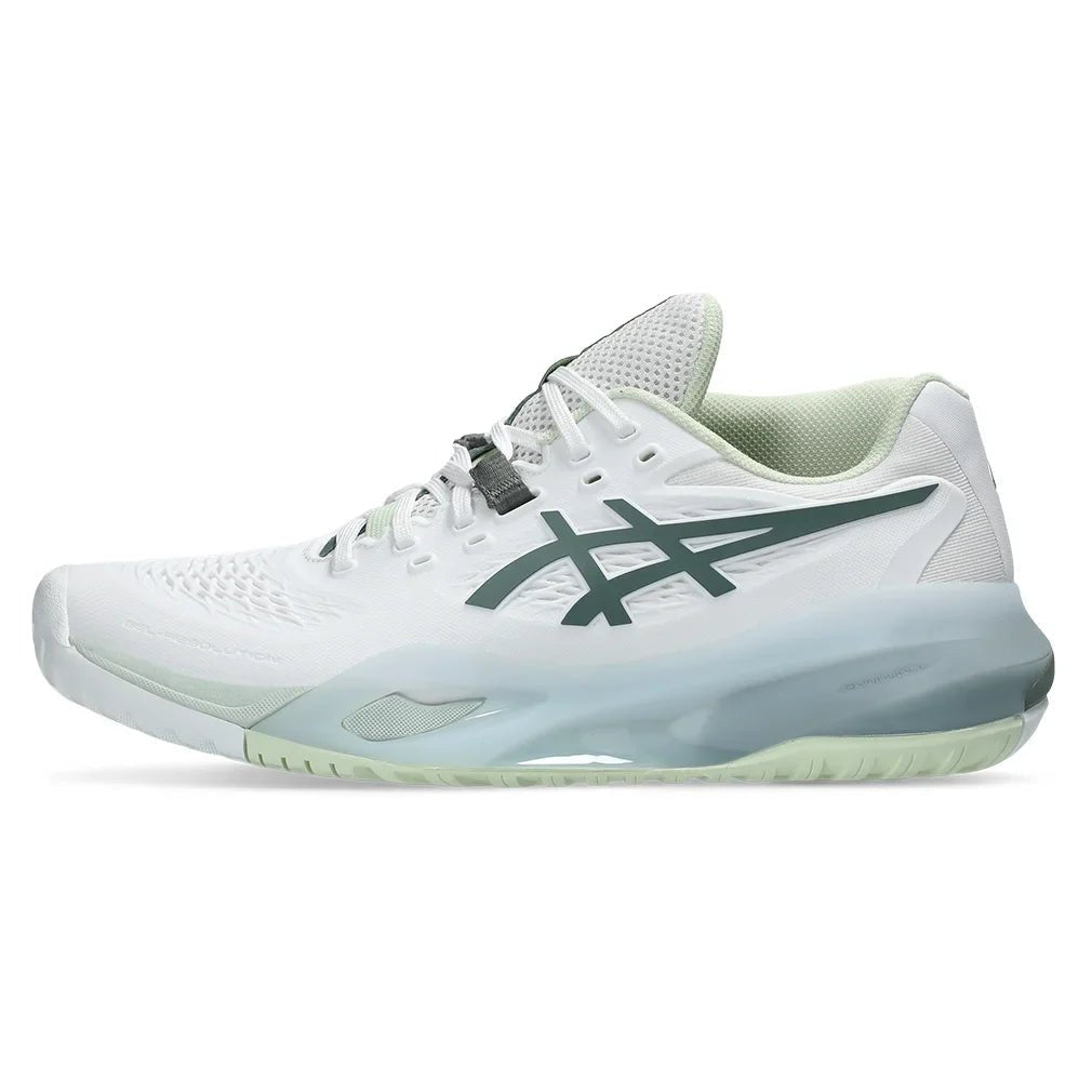 Women's GEL - Resolution X Tennis Shoes White and Monument Blue - Bell Racket Store
