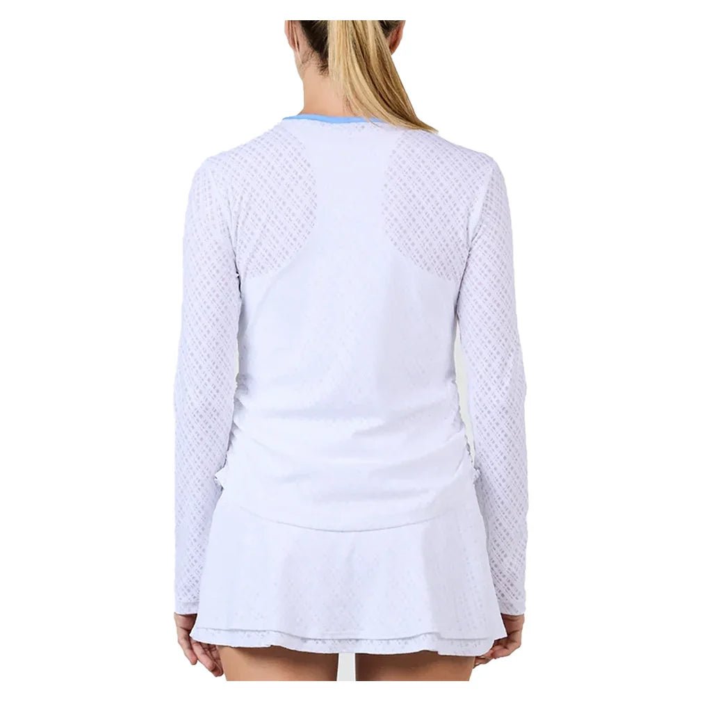 Women's Long Sleeve Tennis Top Grid Jacquard and Periwinkle - Bell Racket Store
