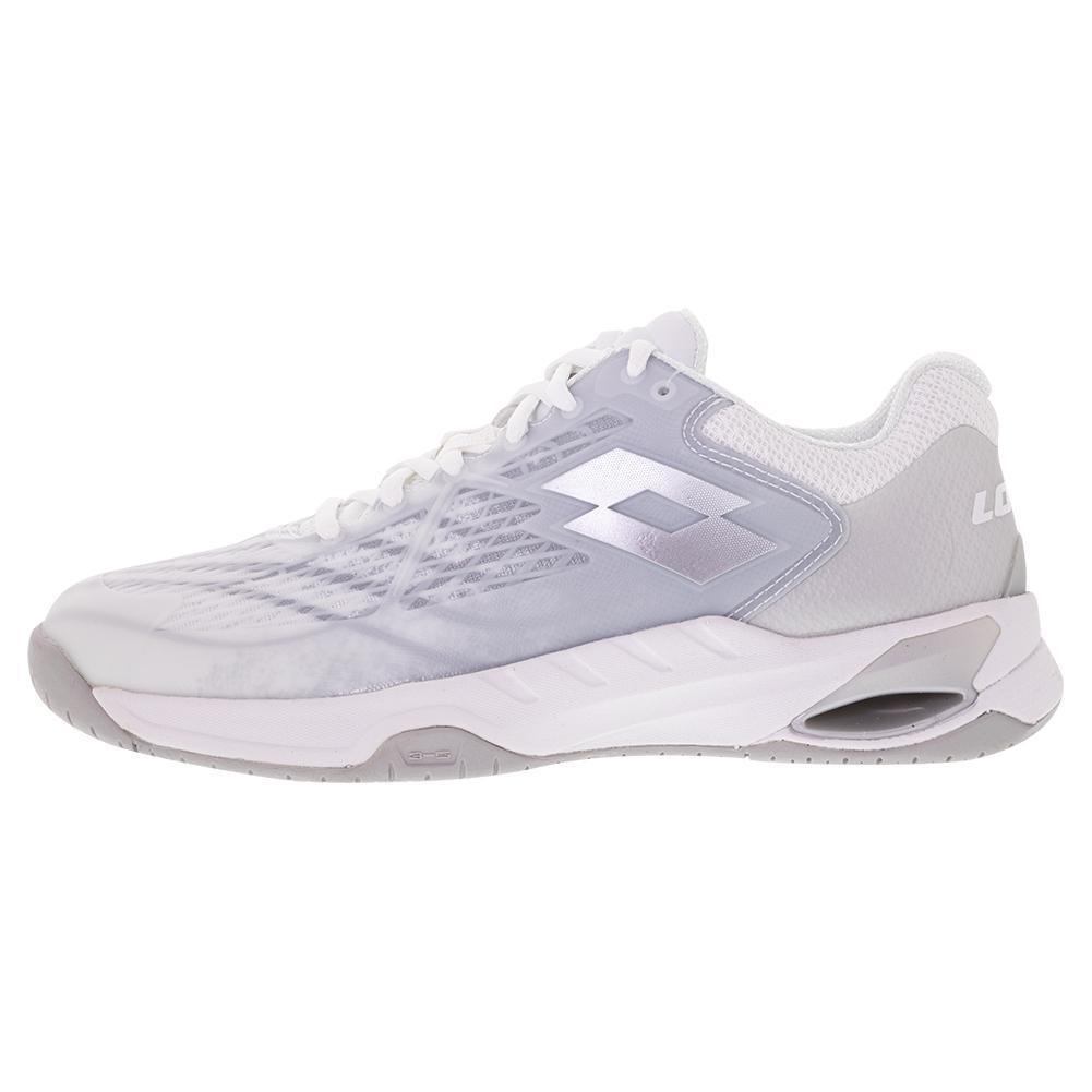 Women's Mirage 100 Speed Tennis Shoes All White and Silver Metal 2 - Bell Racket Store