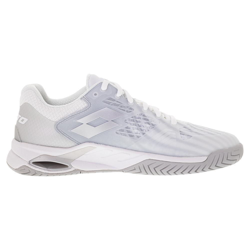 Women's Mirage 100 Speed Tennis Shoes All White and Silver Metal 2 - Bell Racket Store