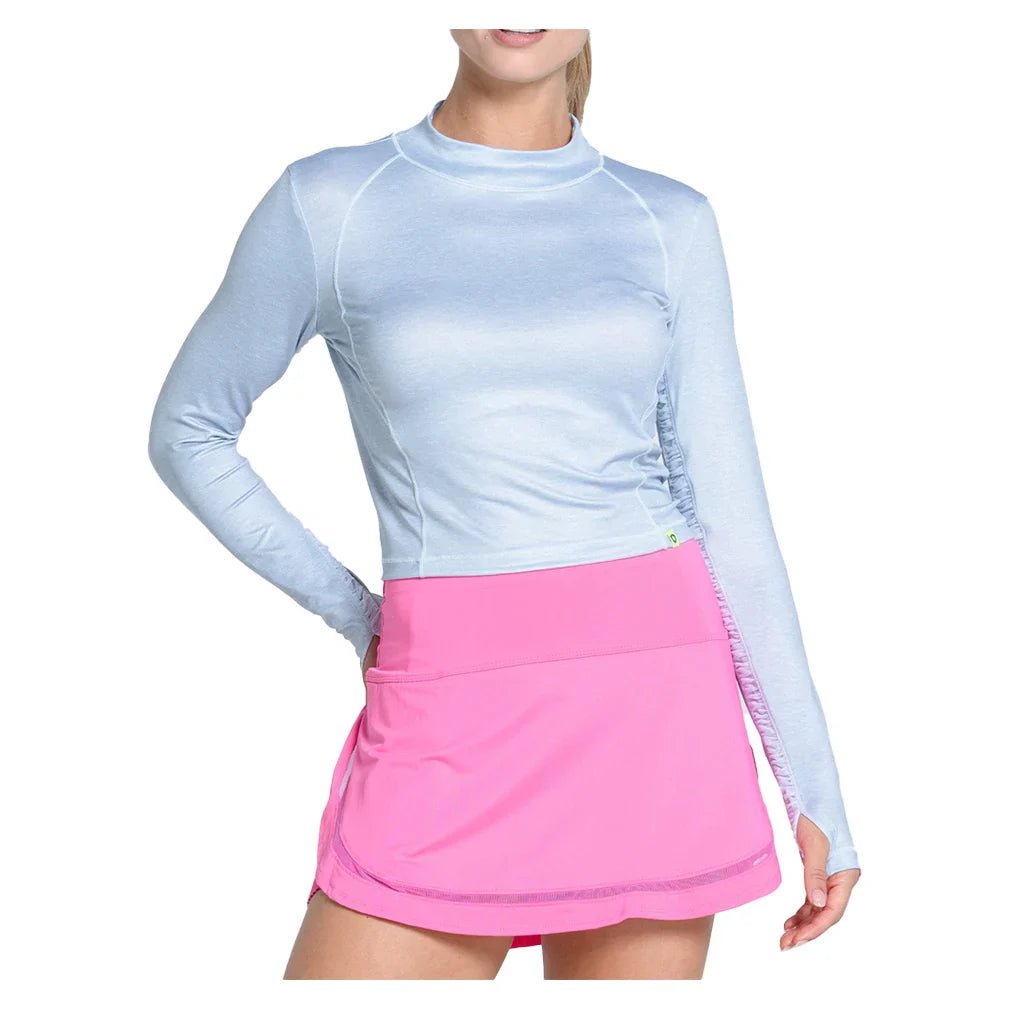 Women's Mock Neck Hip Fit Long Sleeve Tennis Top Heather Grey - Bell Racket Store