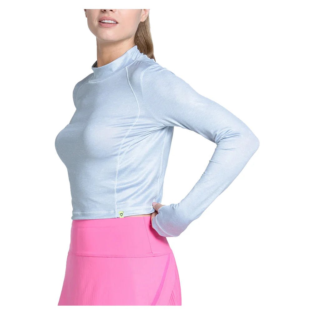 Women's Mock Neck Hip Fit Long Sleeve Tennis Top Heather Grey - Bell Racket Store