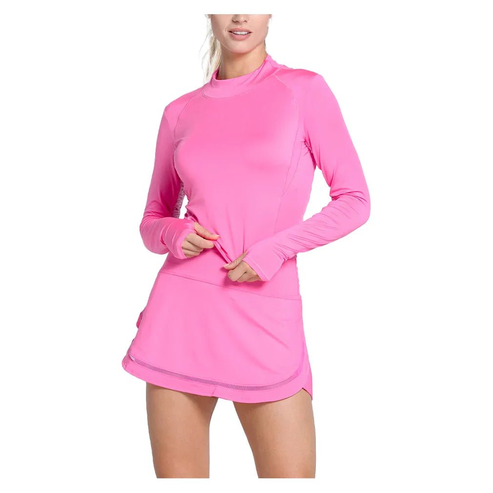 Women's Mock Neck Hip Fit Long Sleeve Tennis Top Taffy - Bell Racket Store