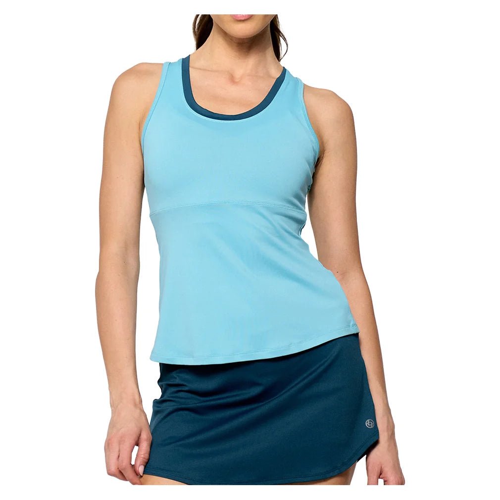 Women's Peek Tennis Tank Tiffany Blue and Peacock - Bell Racket Store