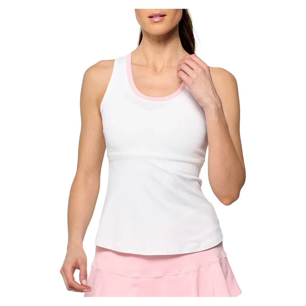 Women's Peek Tennis Tank White and Carnation - Bell Racket Store