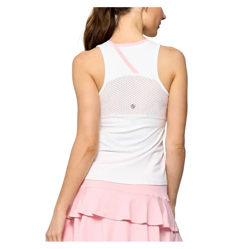 Women's Peek Tennis Tank White and Carnation - Bell Racket Store