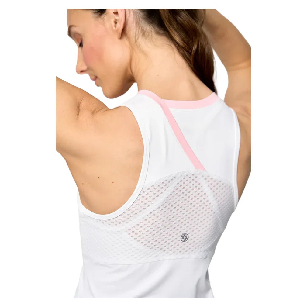 Women's Peek Tennis Tank White and Carnation - Bell Racket Store