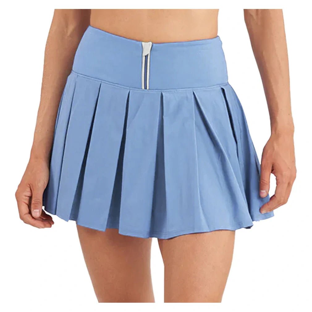 Women's Piped Pleated Tennis Skort Bay Blue and White - Bell Racket Store