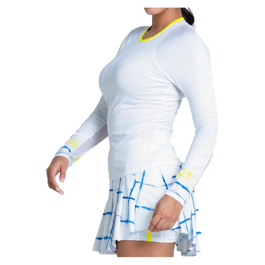 Women's Shibori Wave Long Sleeve Tennis Top White - Bell Racket Store