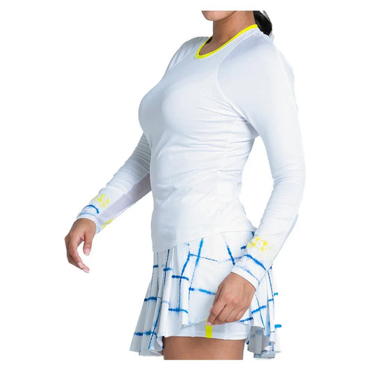 Women's Shibori Wave Long Sleeve Tennis Top White - Bell Racket Store
