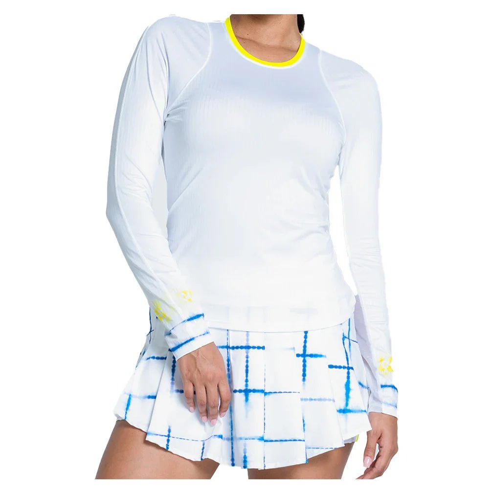 Women's Shibori Wave Long Sleeve Tennis Top White - Bell Racket Store