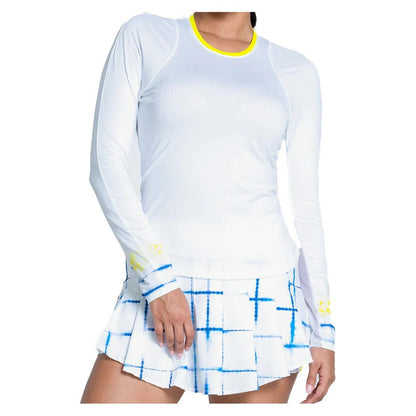 Women's Shibori Wave Long Sleeve Tennis Top White - Bell Racket Store