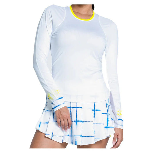 Women's Shibori Wave Long Sleeve Tennis Top White - Bell Racket Store