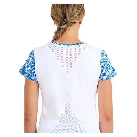 Women's Short Sleeve Tennis Top White and Sandra Tiles - Bell Racket Store