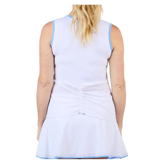 Women's Sleeveless Tennis Top White and Periwinkle - Bell Racket Store
