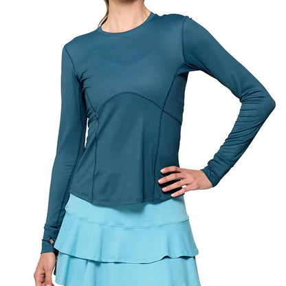 Women's Titan Long Sleeve Tennis Top Peacock - Bell Racket Store