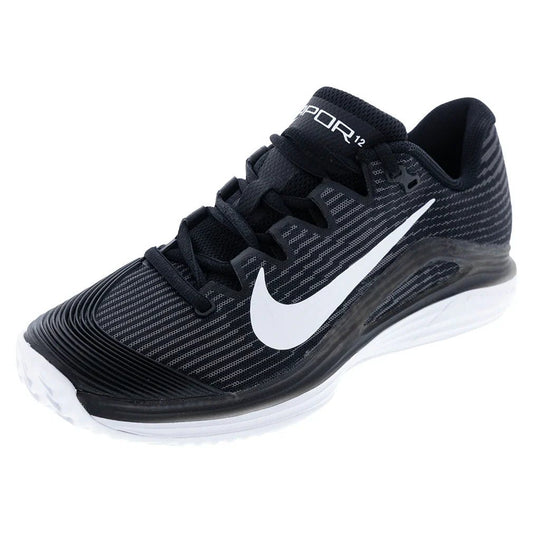 Women's Vapor 12 Clay Tennis Shoes Black and White - Bell Racket Store