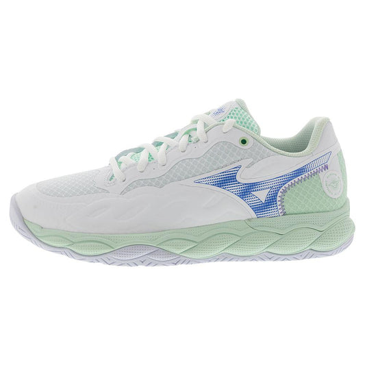 Women's Wave Enforce Court Tennis Shoes White and Frontier Blue - Bell Racket Store