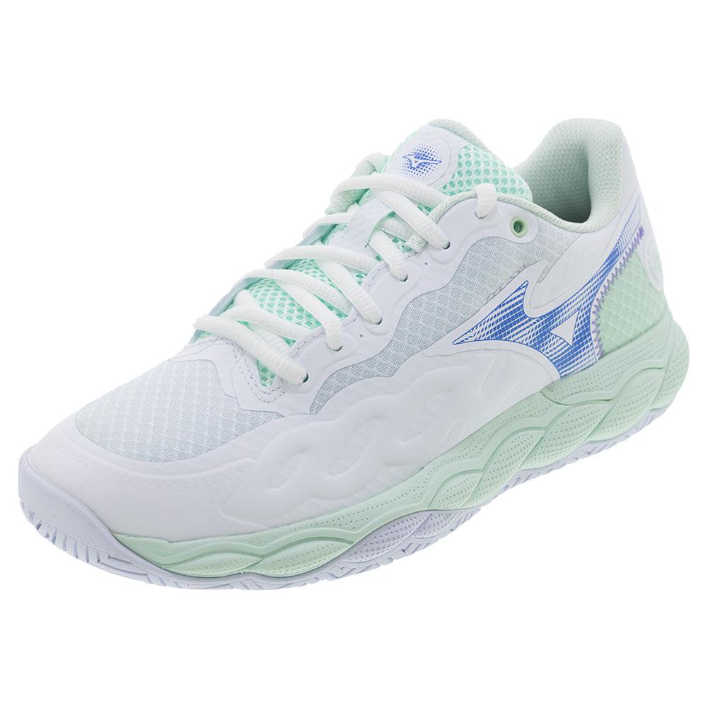 Women's Wave Enforce Court Tennis Shoes White and Frontier Blue - Bell Racket Store