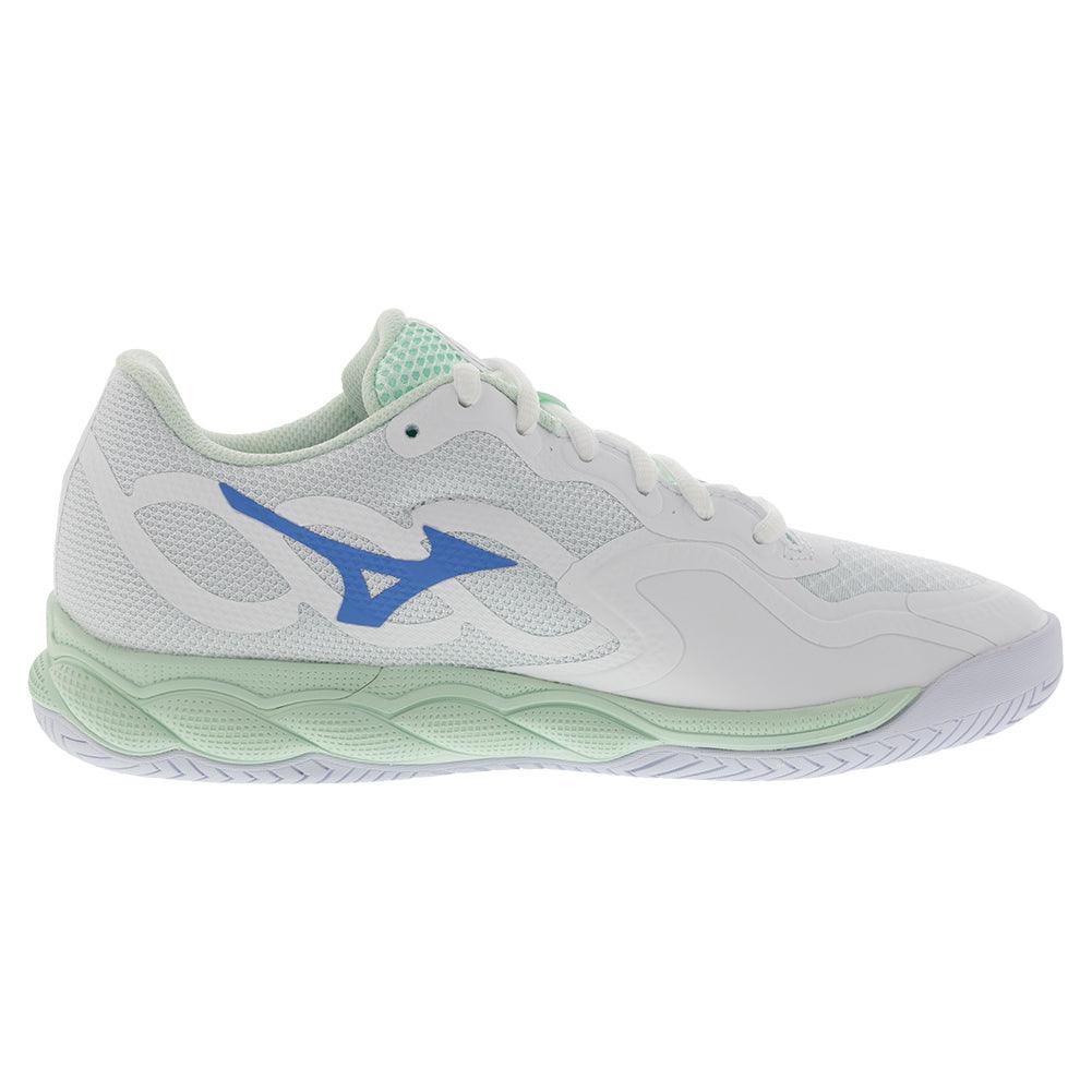 Women's Wave Enforce Court Tennis Shoes White and Frontier Blue - Bell Racket Store