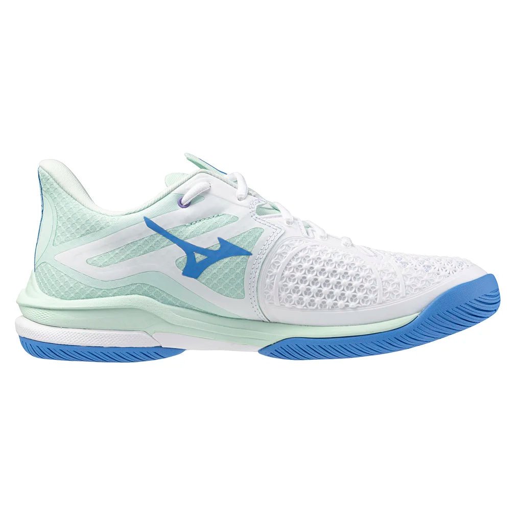 Women's Wave Exceed Tour 6 Tennis Shoes White and Frontier Blue - Bell Racket Store