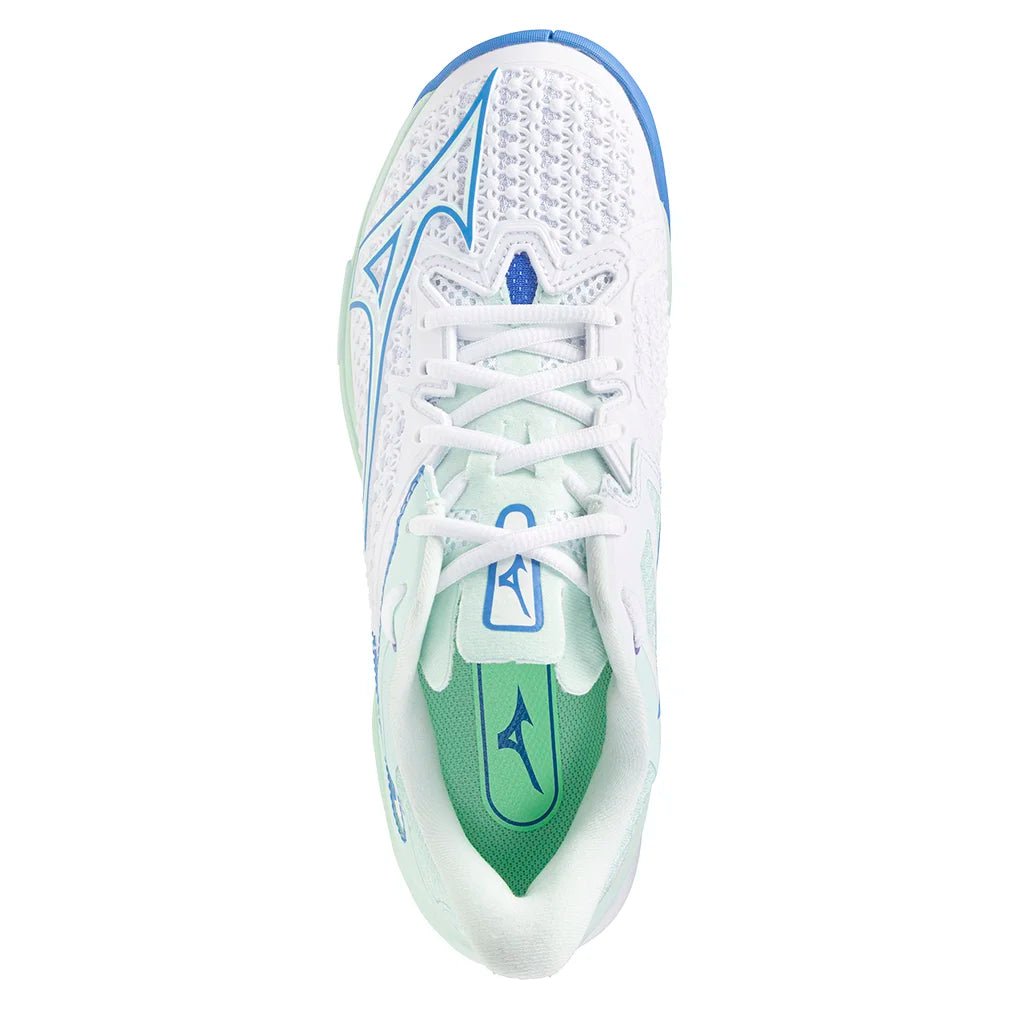 Women's Wave Exceed Tour 6 Tennis Shoes White and Frontier Blue - Bell Racket Store