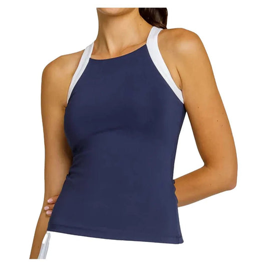 Women's Zoraya Hi - Neck Tennis Tank Navy Blue - Bell Racket Store