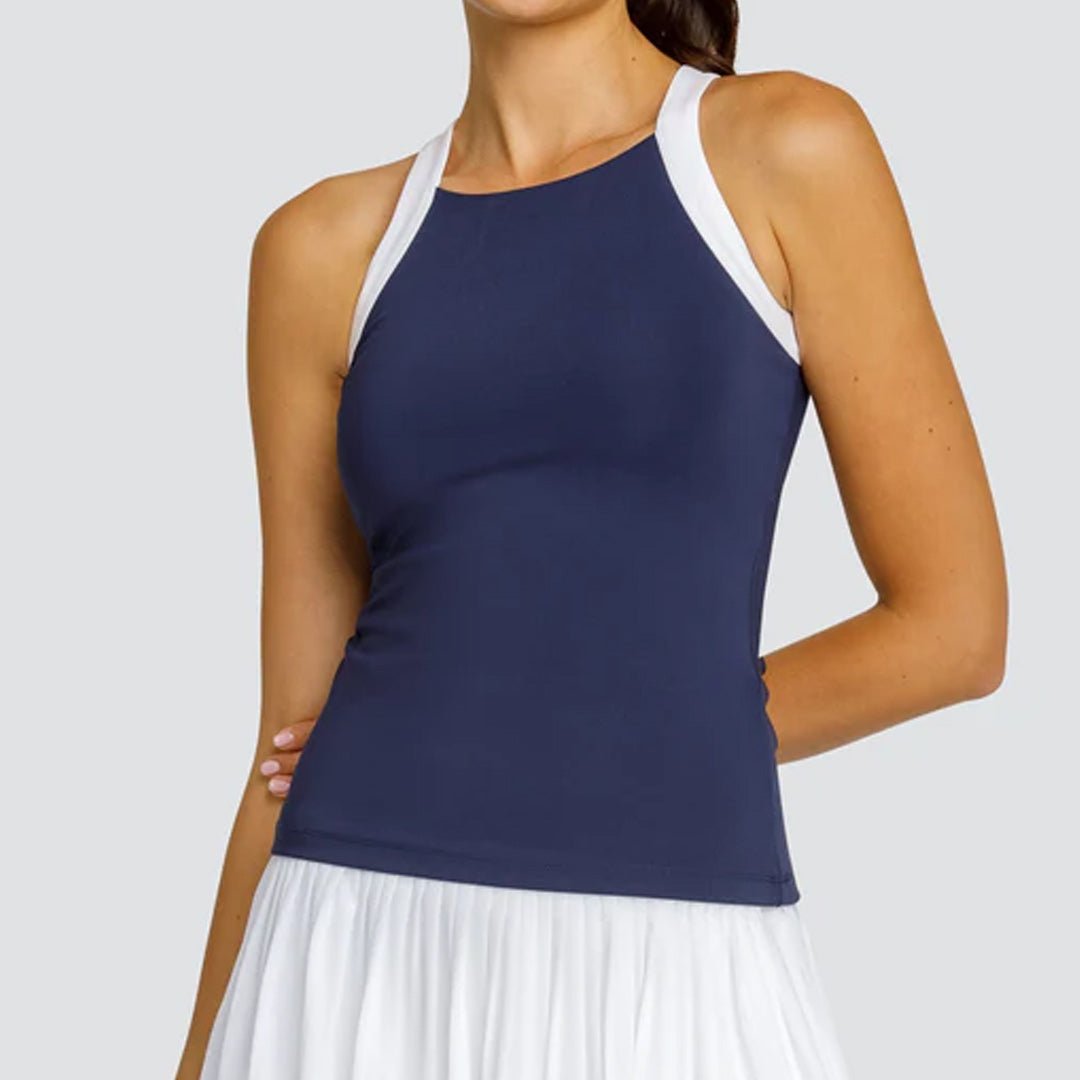 Women's Zoraya Hi - Neck Tennis Tank Navy Blue - Bell Racket Store