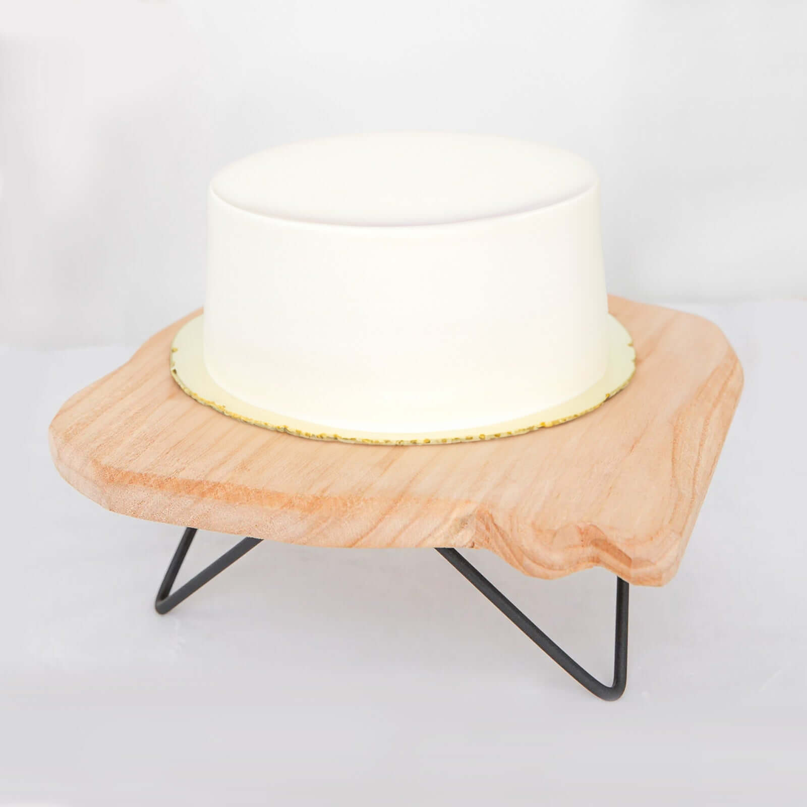 Wooden Cake Cupcake Stand Natural Wood Slice Design - Cheese Board Serving Tray with Hairpin Legs 12" Square - Bell Racket Store