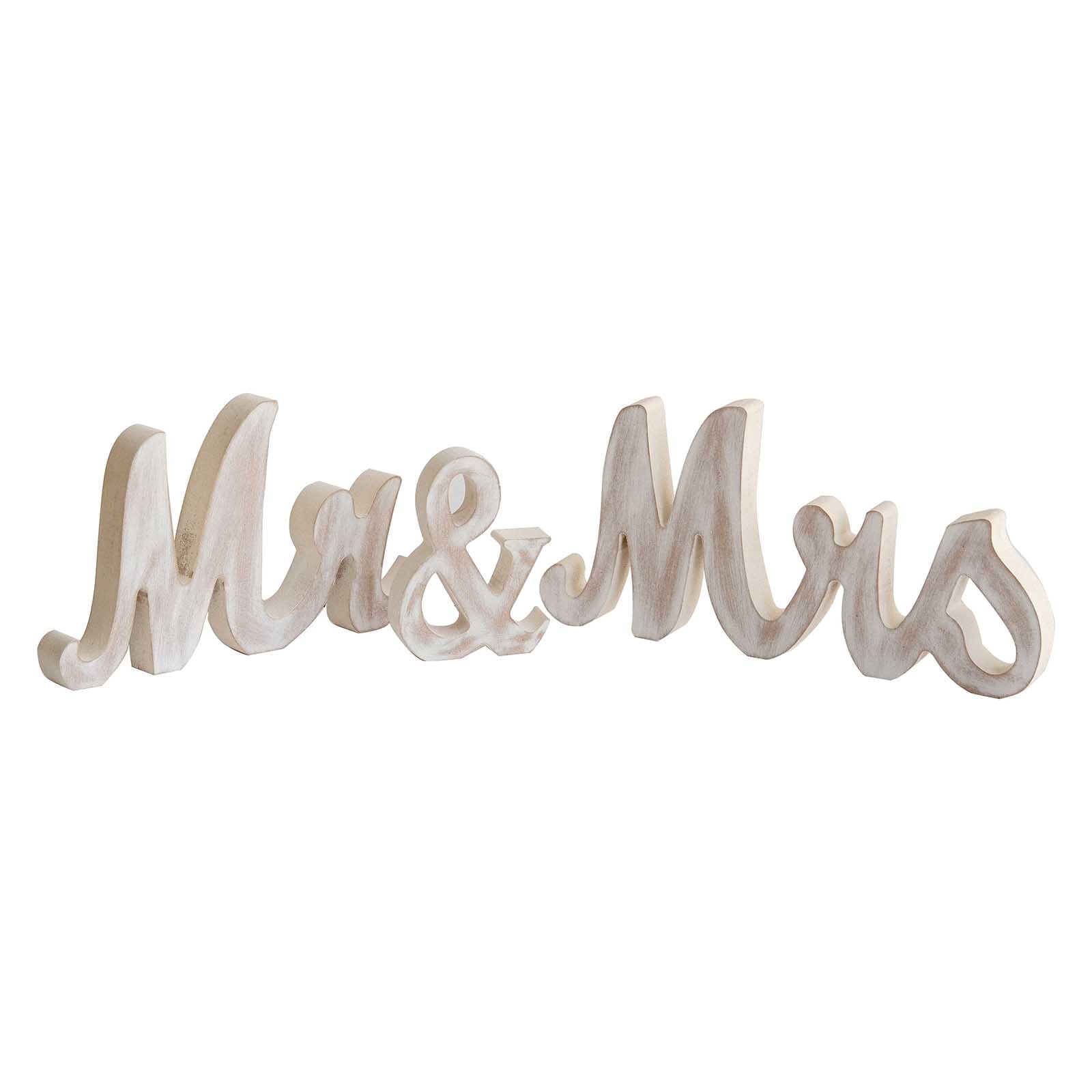 Wooden "Mr & Mrs" Freestanding Letters Whitewashed - Rustic Farmhouse Wedding Table Display Signs - Bell Racket Store