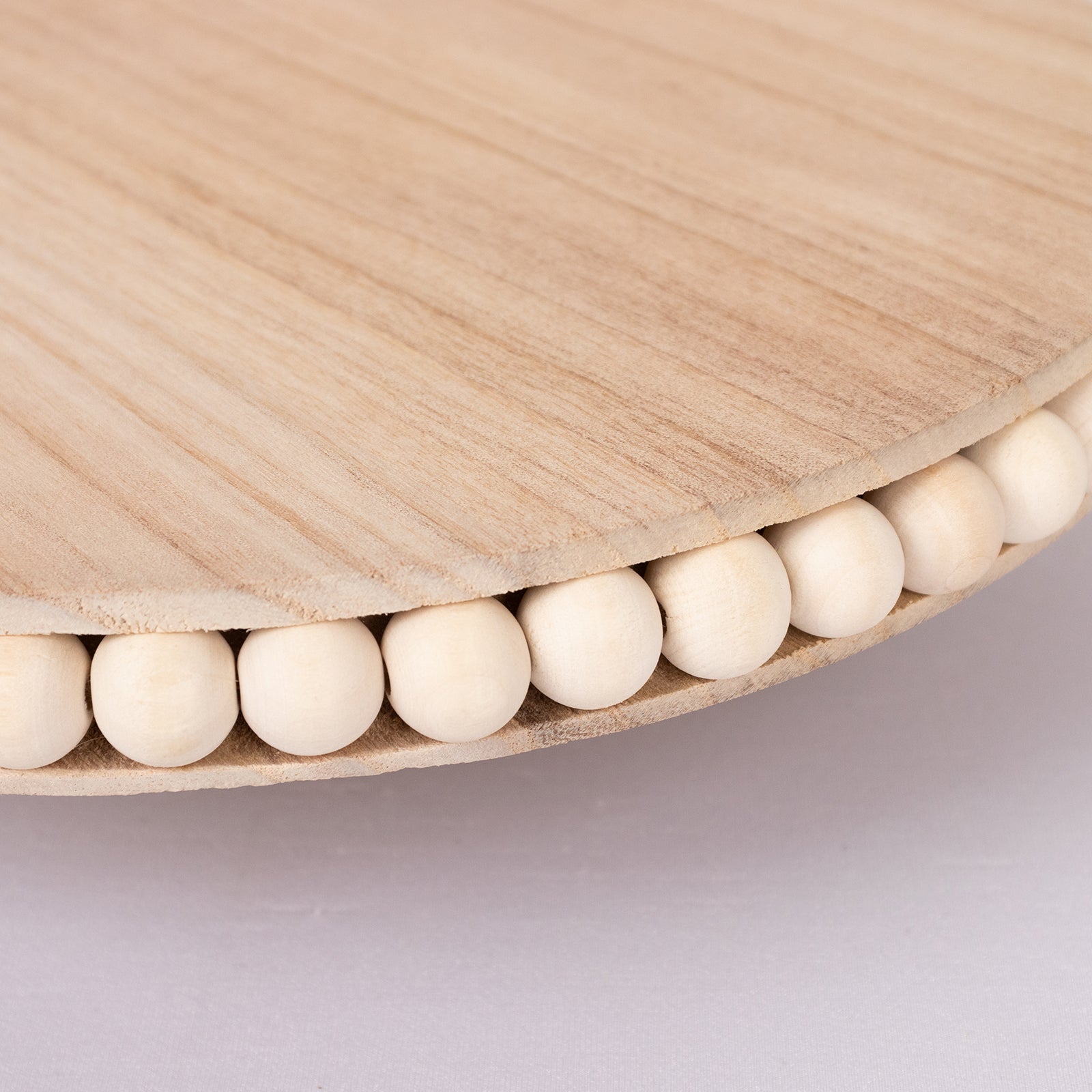 Wooden Pedestal Cake Stand Round Rustic Design with Beaded Edge Natural - Farmhouse Cupcake Holder Serving Tray 12" - Bell Racket Store