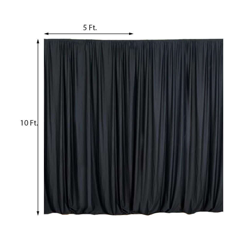 2 Pack Black Scuba Polyester Event Curtain Drapes, Durable Flame Resistant Backdrop Event Panels Wrinkle Free with Rod Pockets - 10ftx10ft
