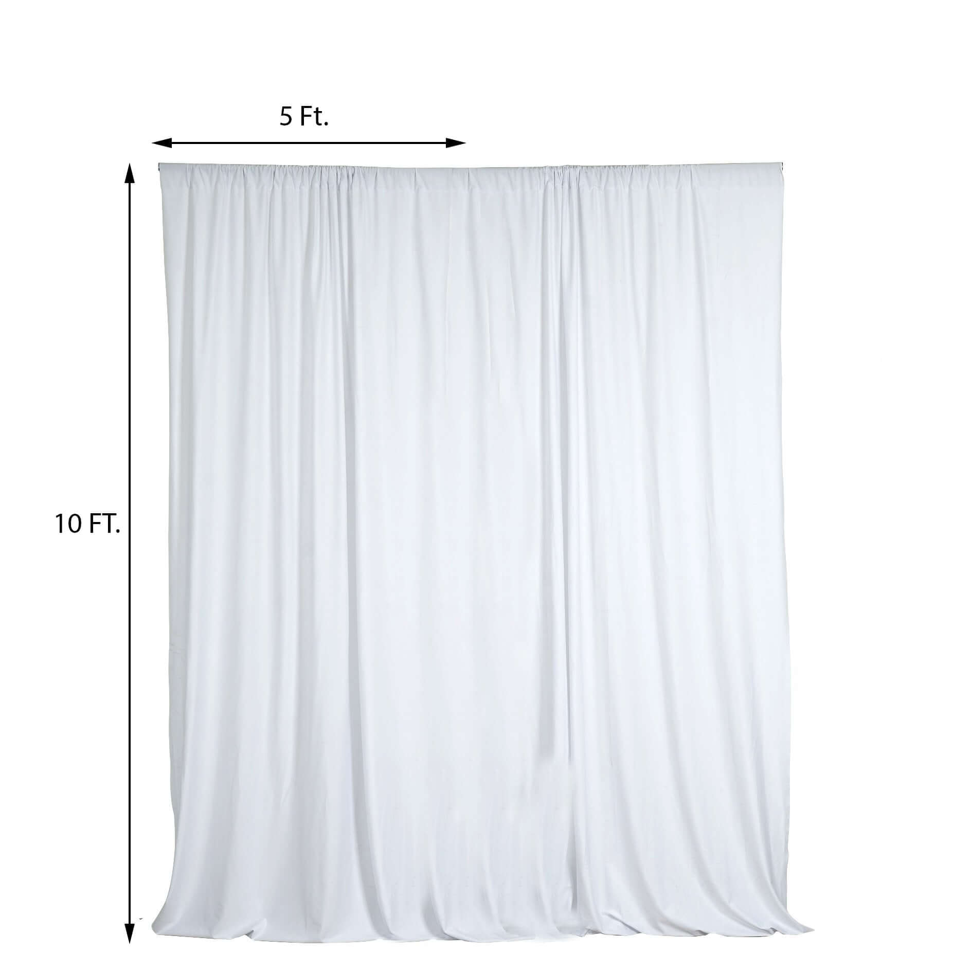 2 Pack White Scuba Polyester Event Curtain Drapes, Durable Flame Resistant Backdrop Event Panels Wrinkle Free with Rod Pockets - 10ftx10ft