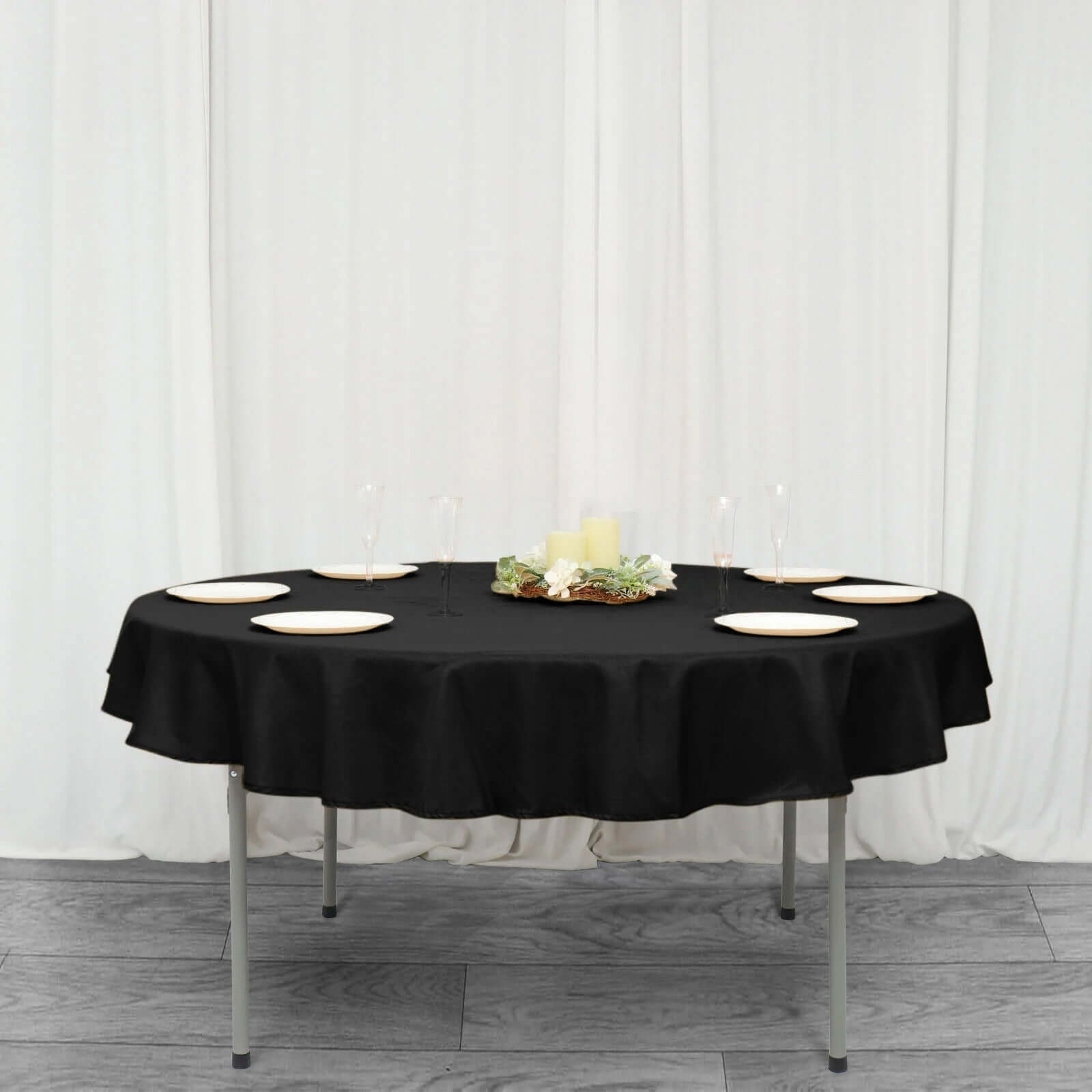 Polyester Square 90"x90" Tablecloth Black - Wrinkle-Resistant & Durable Table Cover for Events