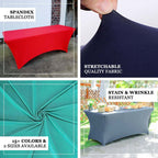 Stretch Spandex 6ft Rectangle Tablecloth Silver - Durable Form-Fitting Table Cover